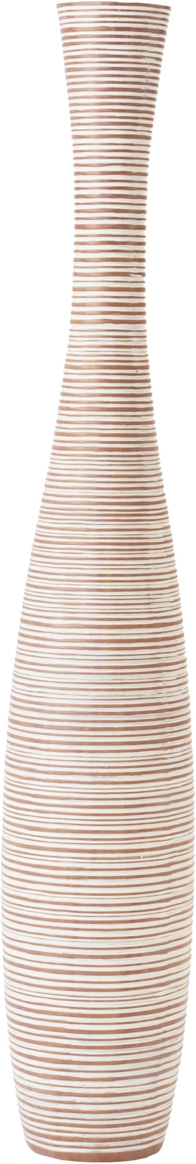 Leewadee Decorative Tall Floor Vase for Living Room Decor, 34 inches, White Wash, Resin