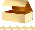 6 Christmas Large Gift Boxes with Lids 13.5x9x4.1 Inches, Gold Groomsmen Proposal Gift Boxes with Magnetic Closure for All Occasion (Glossy Gold)