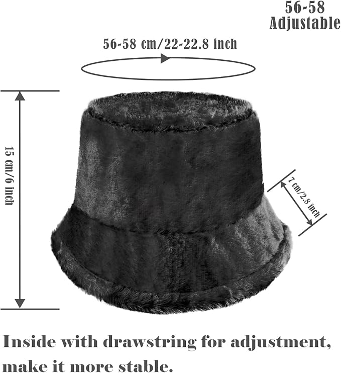Winter Soft Faux Fur Plush Bucket Hat, Lovely Fisherman Cap, Fashion Outdoor Thick Warm Sun Cap for Women
