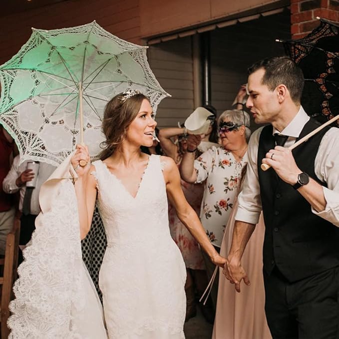 Lace Parasol Umbrella Vintage Wedding Bridal Lace Umbrella for Decoration Photo Tea Party 32 Inch Adult Size