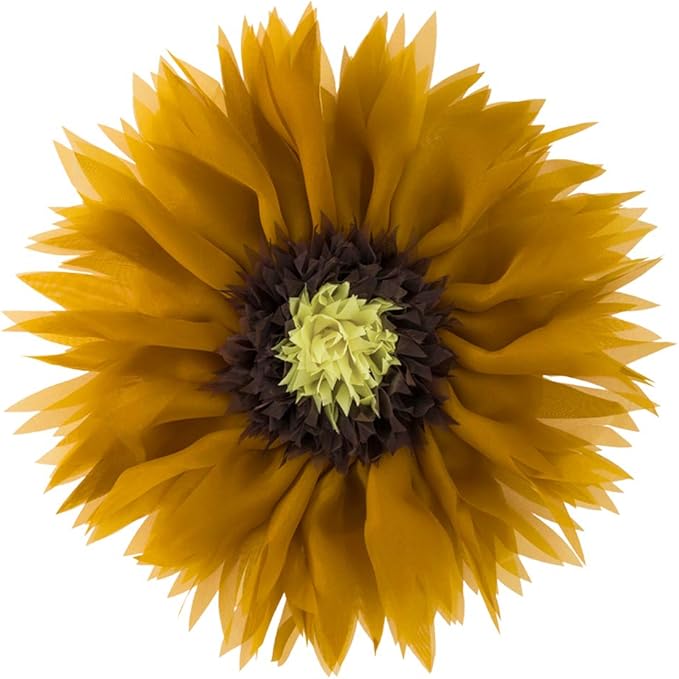 Mustard Yellow 3D Sunflower Pillow Decorative Round Throw Pillow Handmade Cute Soft Accent Pillowcase Cushion for Bed Couch Living Room Bedroom Home Boho Christmas Farmhouse Decor Gift 14Inch