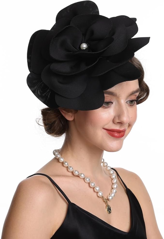 Feather Fascinator for Women - Vintage with Headband and Clip Tea Party Headwear