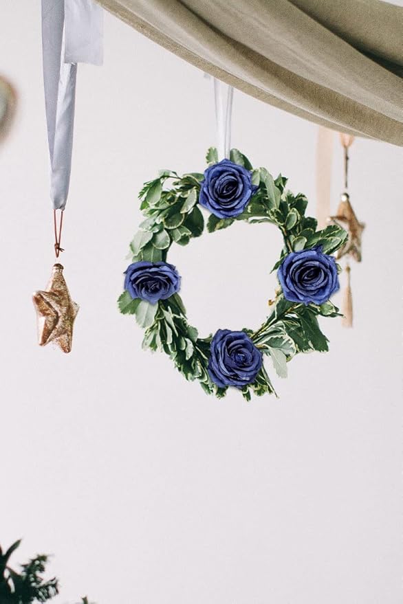 Artificial Rose Flower 12Pcs Navy Blue Rose Fake Rose Silk Rose Real Looking Fake Flowers with Stems for DIY Wedding Bouquets Tables Centerpieces Floral Arrangements Festival Decoration