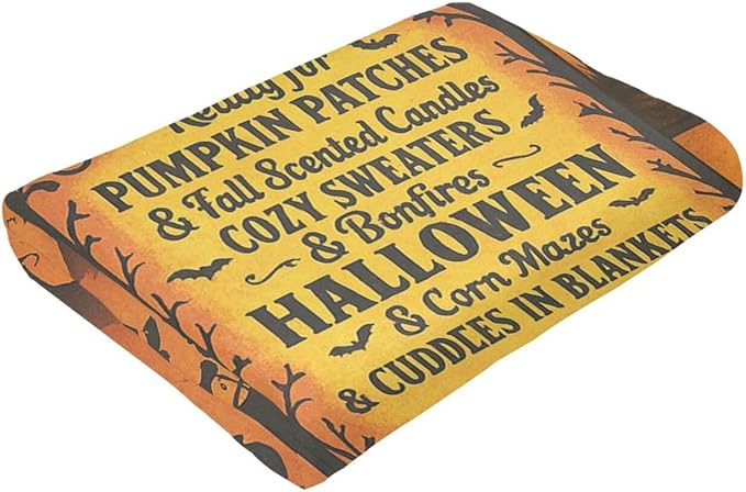 Halloween Blanket Gothic Witch Throw Blanket Pumpkin Soft Cozy Fleece Black Cat Fuzzy Stuffed Plush Ghost Skull Flannel Gifts for Girls Women Boys Kids Adults 40''x50''