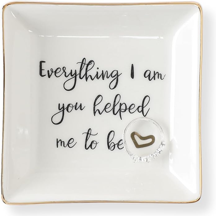 HOME SMILE Ceramic Ring Dish Jewelry Tray for Mom Sister Friends