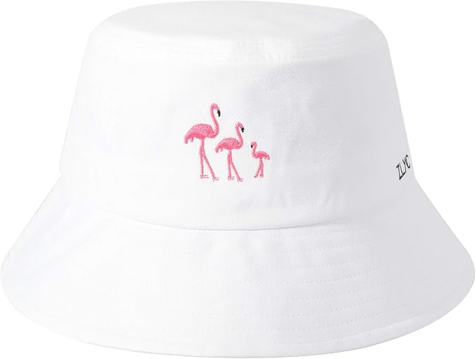 ZLYC Unisex Fashion Embroidered Bucket Hat Summer Fisherman Cap for Men Women
