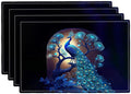 Blue Peacock Placemats Set of 4, Peacock Tree Place Mats Washable Double-Sided Table Mats for Kitchen Dining Room Home Party Indoor Decor 4 PCS 12x18 Inch