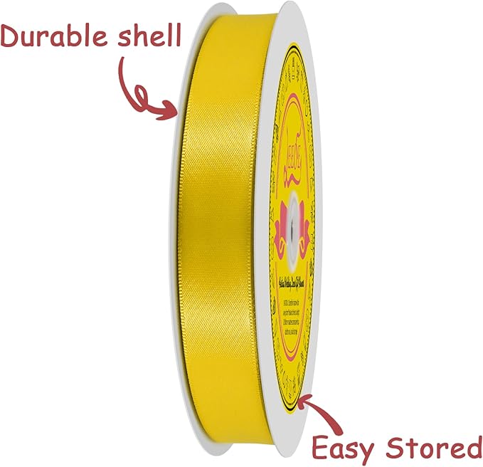 Double Face Maize Yellow Satin Ribbon 7/8 inch X 100 Yards Polyester Yelbow Ribbon for Gift Wrapping Very Suitable for Weddings Party Hair Bow Invitation Decorations and More