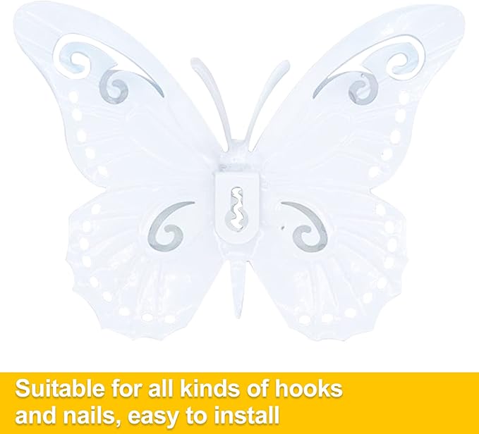 Metal Butterfly Wall Art Decor - 6.5" Outdoor Fence Decoration, Hanging for Garden Yard Living Room Bedroom Patio Balcony,Gift for Mom Dad Friends(4 Pack)