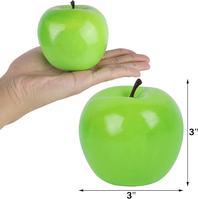 Fake Fruit Artificial Apples, Set of 12 Decorative Fruit Lifelike Faux Apples Realistic Fruits Apple Decorations for Kitchen, Realistic Fake Fruits Party Props Home Decor