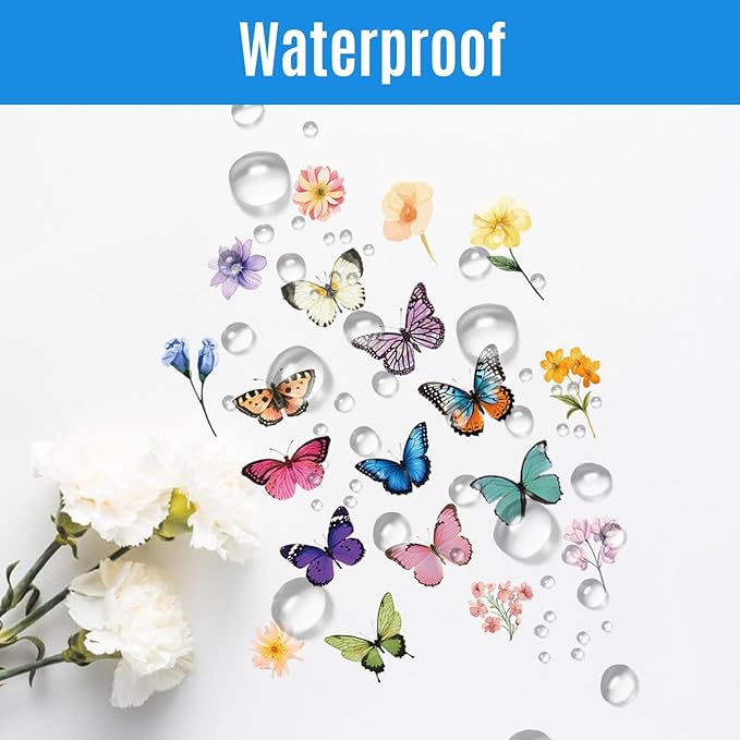 600Pcs Natural Flower +Butterfly Stickers,Self-Adhesive PVC Vintage Butterfly Stickers for Scrapbook,Laptop,Journal,DIY Project