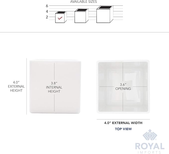 Royal Imports Flower Acrylic Vases Cubes - Decorative Centerpiece for Home or Wedding - Non Breakable Plastic, 4" - White