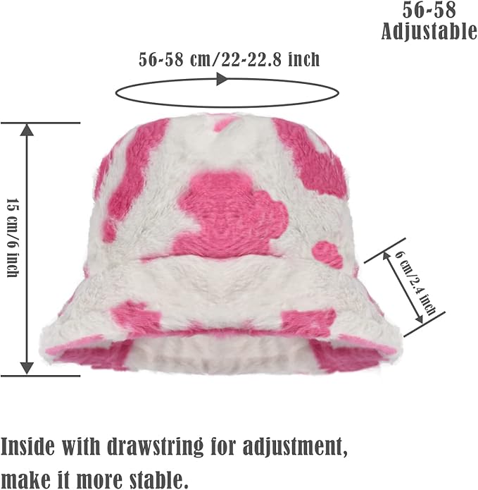 Winter Soft Faux Fur Plush Bucket Hat, Lovely Fisherman Cap, Fashion Outdoor Thick Warm Sun Cap for Women