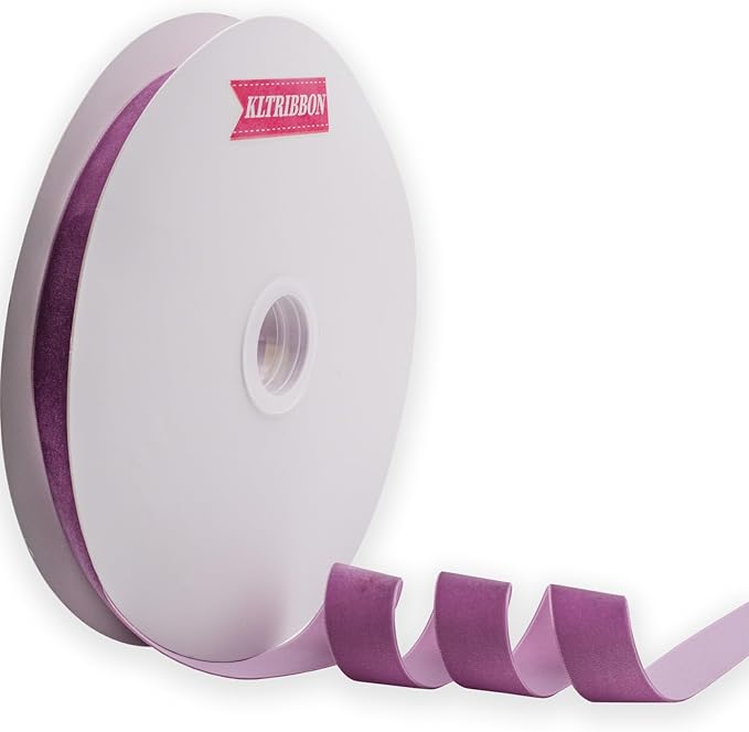 Nylon Velvet Ribbon Single Faced,1 Inch X 25Yards Spool (Purple)