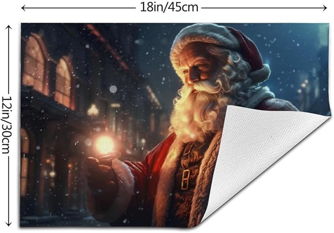 PVC Placemats Set of 6 Wipeable Table Mats Washable Heat Resistant Non Slip Vinyl Dining Table Mat for Kitchen Indoor Outdoor Patio Farmhouse Place Mats Vintage Christmas Santa Claus Decorative