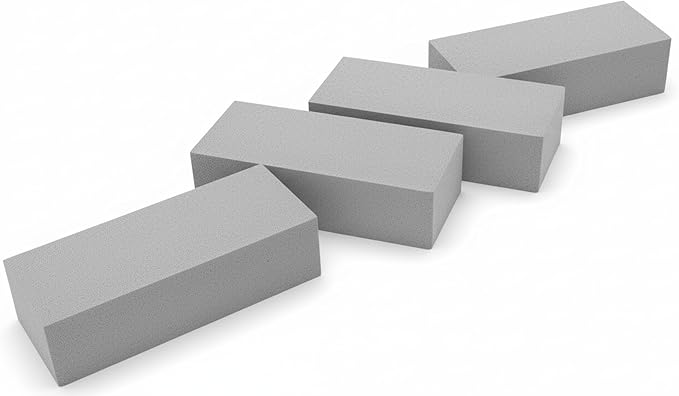 XCEL Floral Foam Blocks - Reusable, Weather Resistant Foam - Perfect for Fresh & Artificial Flower Arrangements, Crafts, Planter Boxes, Home Decor & More - 4-Pk, Gray (9” x 3” x 3”)