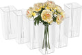 Sadstory Acrylic Tall Square Flower Vases, Clear Plastic Table Vases for Centerpieces, 6 Packs