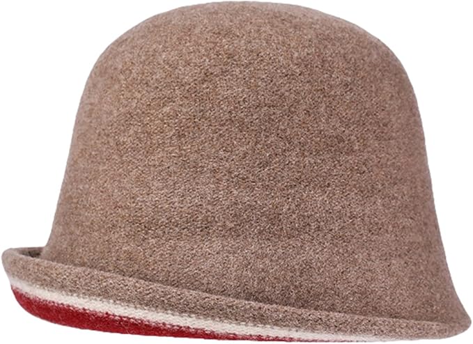 Women Warm Vintage Bucket Hats Fashion Fedora Cloche Cap Classic Felt Bowler Hat Outdoor Fall Winter