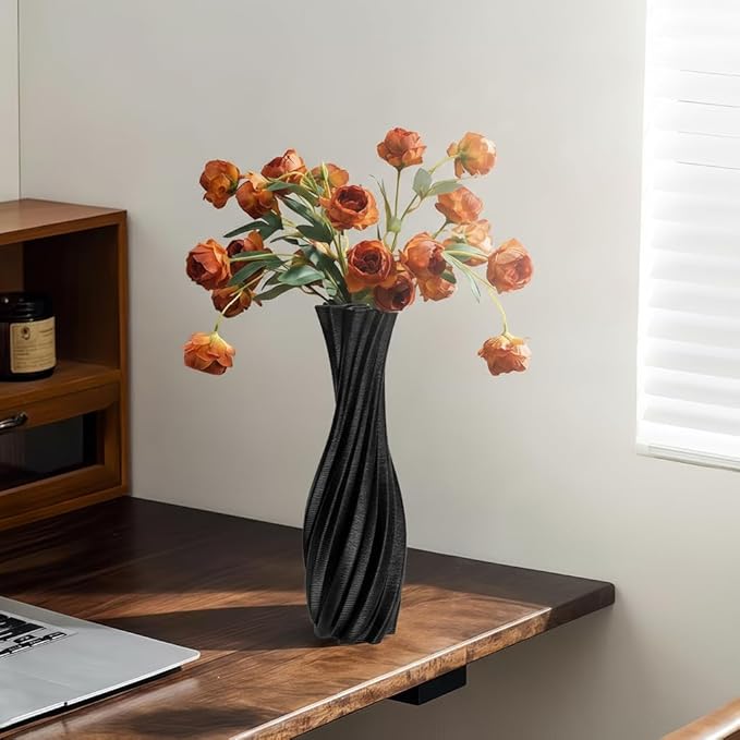 Black Ceramic Decorative Vase, Nordic Modern Irregular Shape Flower Vase for Home Decor, Simple Artistic Centerpiece for Dining Table or Coffee Table