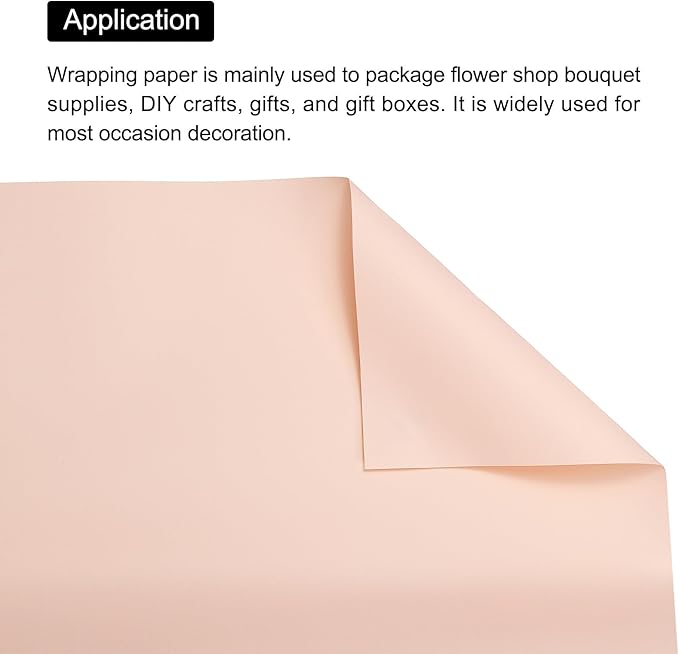 MECCANIXITY Pearlescent Film Flower Wrapping Paper 22.8x22.8 Inch Waterproof for DIY Crafts, Gift/Gift Box Packaging Cream Pink Pack of 10