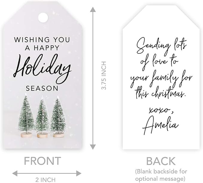 Andaz Press Christmas Holiday Season Classic Gift Tags, Merry Christmas to from and Wishing You A Happy Holiday Season, Bottle Brush Christmas Tree Design, Holiday Events, Parties, Favors, 60-Pack