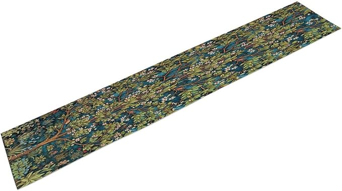 William Morris Floral Table Runner, Vintage Green Botanical Printed Table Runner for Home Kitchen Dining Table Decoration,13x108 Inch