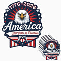 HANDICHI Design 5-Pack 5 Inch USA 250th Anniversary Stickers – Bald Eagle “250 Years of Freedom” Patriotic Vinyl Decals 1776-2026 for Cars, Laptops & Scrapbooks