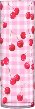 Flower Vase Clear Plastic Cylinder Vases Decor for Centerpieces Home Storage Office Weddings Pink Juicy Checkered Cherry 11.8 x 3.9 in