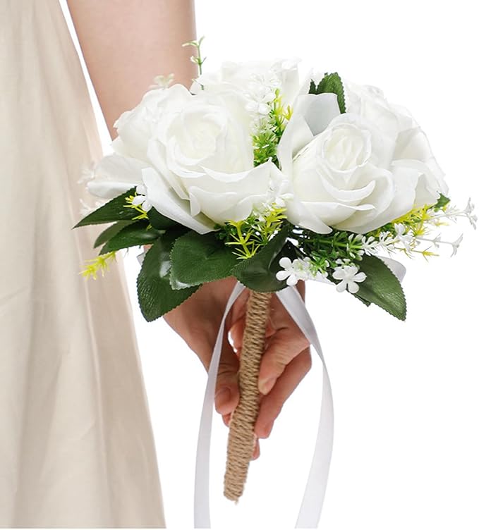 Ochine Bride & Bridesmaid Bouquets - Silk Hand Holding Flower Bouquet for Valentines Day Decor & Wedding Party Supplies