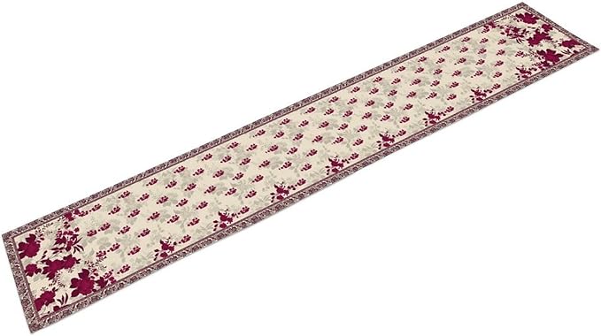 Elegant Floral Table Runner, Vintage Burgundy Maroon Flowers Classic Art Table Decoration Runner for Kitchen Dining Holiday Party Wedding Home Decor, 13x60 Inch