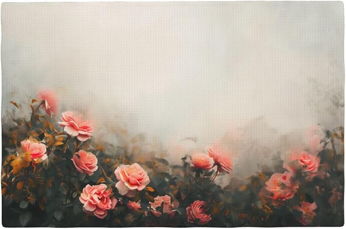 Placemats 4 pcs Vintage Oil Painting Flowers Double-Layer Imitation Linen Place Mats Non-Slip Heat-Resistant Tablemats for Home Restaurant Hotel 18×12 Inch