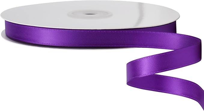 LIUYAXI Purple Stain Ribbon, 1/2" X Continuous 50 Yards, Double Faced Fabric Ribbon Perfect for Gift Wrapping Wedding Christmas Birthday Floral Arrangement Craft