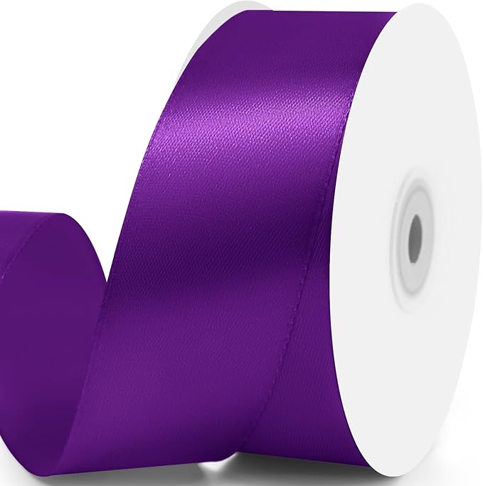 1-1/2" x 50 Yards Satin Ribbon - Purple Silk Ribbon with Spool - Ideal for Gift Wrapping, Floral Bouquets, Crafts, Wedding Party Decorations, Christmas and Sewing Projects