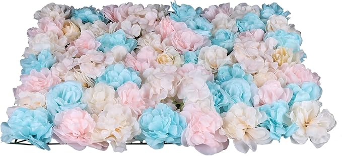 12 Pcs Artificial Flower Wall Panels 60x40cm 3D Flower Background for Wall, Wedding Flower Decorations Wall Silk Rose Panels for Candy Wall, Photo Areas, Stage Background(Dahlia + Rose + Hydrangea)