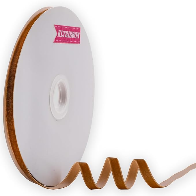 Nylon Velvet Ribbon Single Faced,3/8 Inch X 25Yards Spool (Ginger)