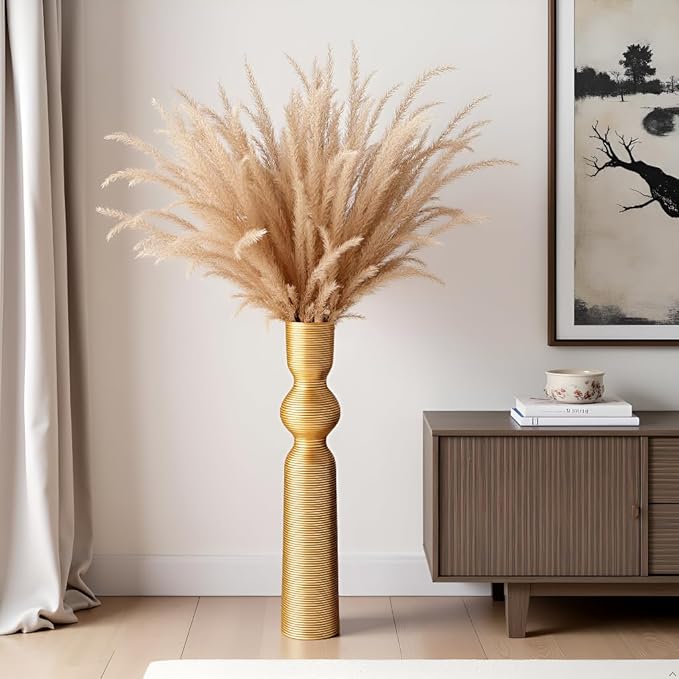 Gold Resin Floor Vase, 23.62'' Tall Decorative Vase, Ideal for Dried Pampas Grass & Home Decor, Modern Tall Floor Vase for Living Room/Entryway