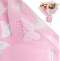 NESCCI 20 Sheet Flower Wrapping Paper - Waterproof Floral Bouquet Wrapping Paper, Florist Supplies Packaging Paper for Wedding Birthday Gift DIY (Butterfly Pink)