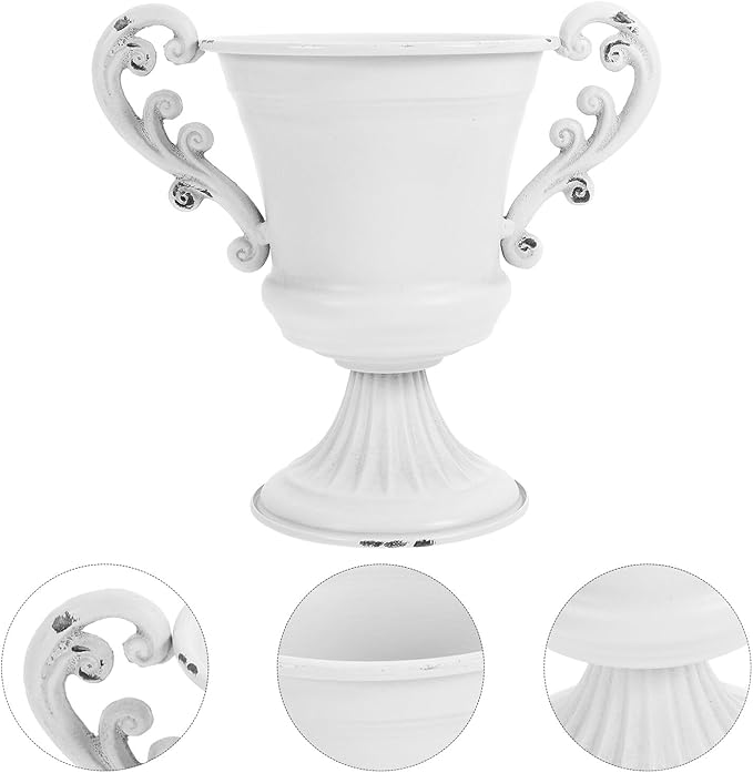 Ciieeo Retro High-Footed Trophy Vase Decorative Pedestal Planter for Indoor Outdoor Use Elegant Floral Arrangement Urn for Garden Wedding Centerpieces and Home Decor