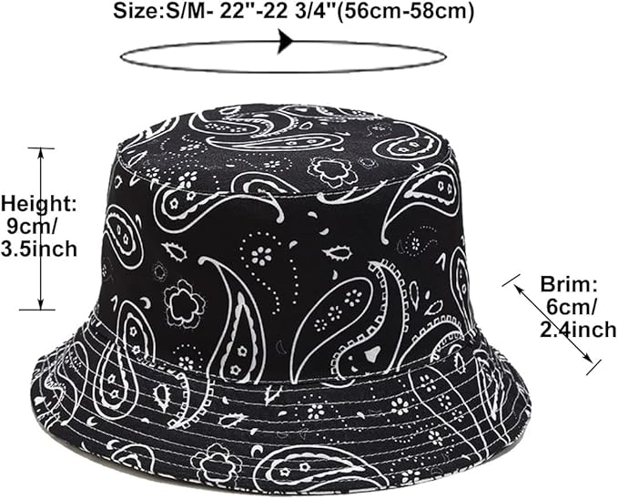 Quanhaigou Bucket Hat for Men Women,Packable Reversible Printed Sun Hats,Fisherman Outdoor Summer Travel Hiking Beach Caps
