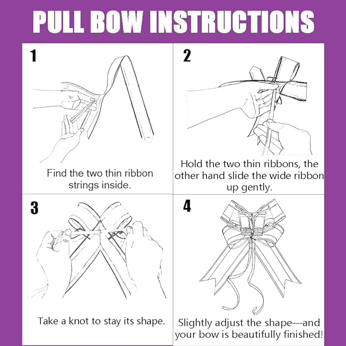 Iridescent Purple Gift Bows – Decorative Pull Ribbon Bows for Gift Wrapping, Halloween, Weddings, Birthday Parties, Crafts & Packaging – 6 inches, 10 PCS