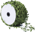 BASOKAN 100 Yards - Olive Green Leaves Leaf Ribbon Trim Rope for Garland DIY Crafts and Party Wedding Home Decorations