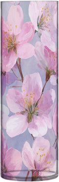 Flower Vase Clear Plastic Cylinder Vases Decor for Centerpieces Home Storage Office Weddings Japanese Cherry Blossom 11.8 x 3.9 in
