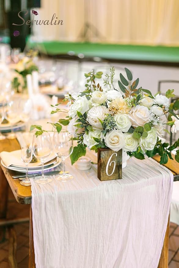 Serwalin Artificial Flowers White Peony Flowers Fake Wedding Flowers Cake Flowers for Wedding Bouquets Bridal Shower Centerpieces Floral Arrangements Party Decor