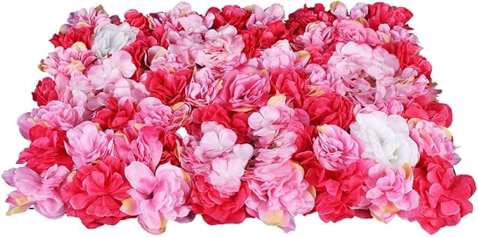 12 Pcs Artificial Flower Wall Panels 60x40cm 3D Flower Background for Wall, Wedding Flower Decorations Wall Silk Rose Panels for Photo Areas, Stage, 24 x16inch (Dahlia + Rose + Hydrangea)