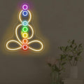 Seven Chakras Meditation Neon Sign Custom Yoga Studio Logo LED Sign Chakras LED Neon Pilates Studio Art Meditation Room Wall Art Yoga Lover Gift, Psychic Chakras Healing Exercise, Peaceful Sign