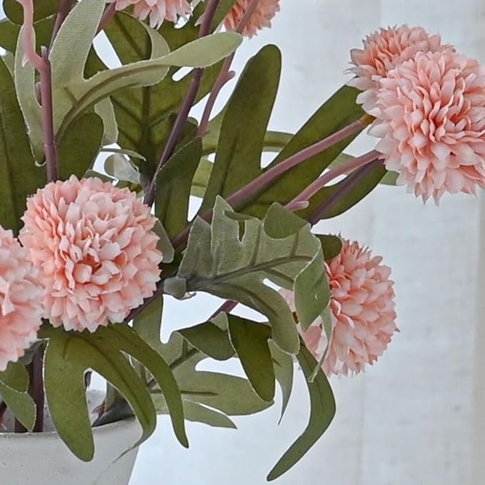 Artificial Flowers for Vases 20.5 Inch 10 Stems，Silk Dried Fake Mums Bouquet Indoor Faux Floral Arrangements for Decoration (Pink)