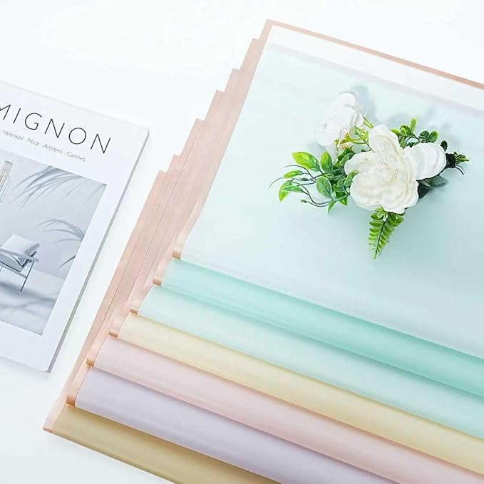 Bupduq 60 Sheets 15 colors Flower Bouquet Wrapping Paper，Florist Supplies Waterproof Floral Bouquet Wrapping Paper Bouquet Accessorie，Flower Shop Packaging Pape for DIY Gift Wedding Birthday