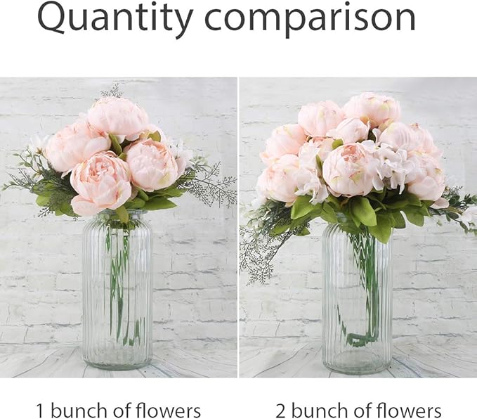 Flojery Silk Peony Bouquet Vintage Artificial Peonies Flower for Home Wedding Party Decor (1pcs, Peach Pink)