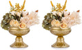 Metal Vases for Table Centerpieces, Hewory Gold Compote Pedestal Vase Floral Container Bulk, Brass Mini Footed Bowl Flower Holders Center Pieces for Wedding Birthday Party Anniversary (2pcs, 6.5in)