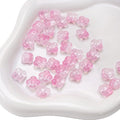 100PCS Glass Flower Beads for Jewelry Making 4 Petal Flower Bead Caps Gradient Cute Floral Beads Aesthetic Charms for Necklace Bracelets Earrings DIY Craft Home Decoration-Pink